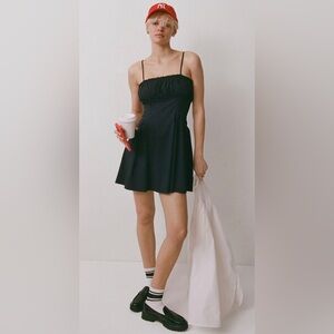 Anthropologie Maeve Ruched Pleated Flare Dress